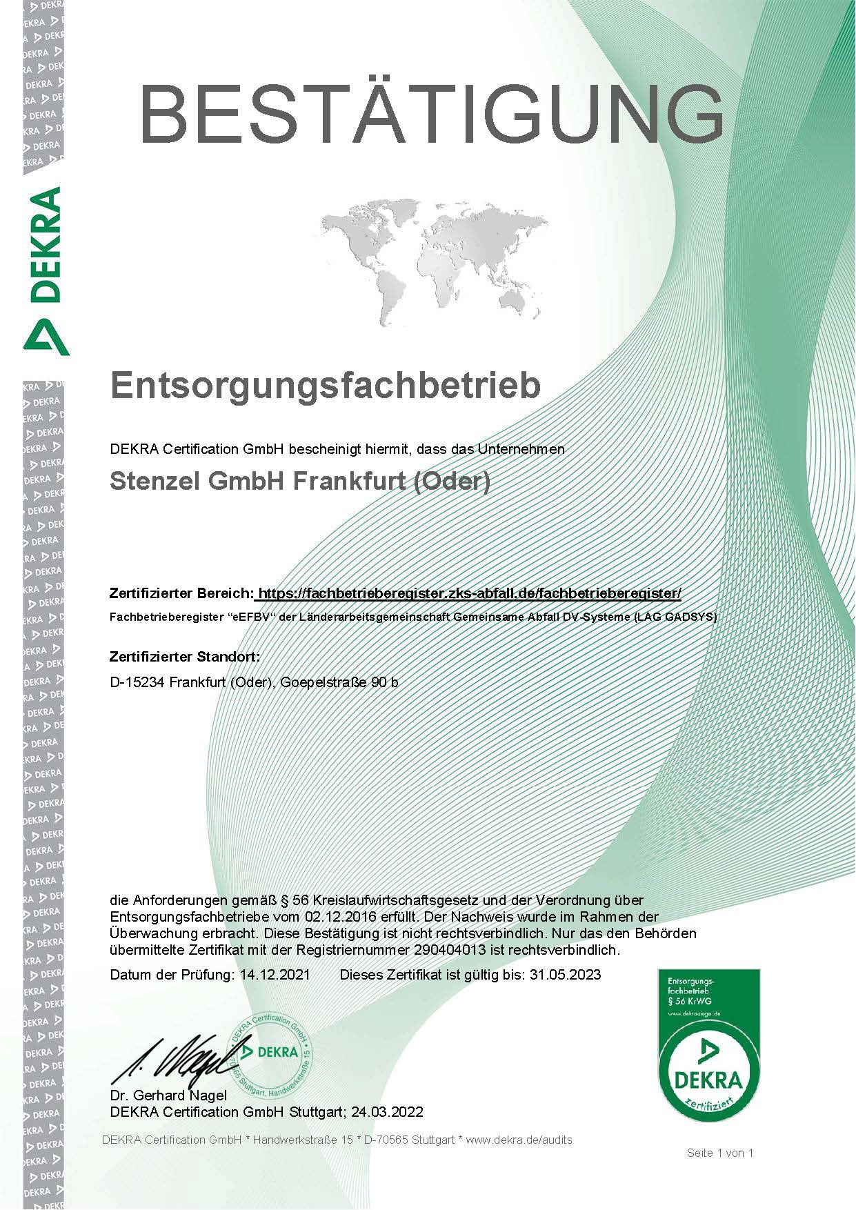 EFB-Zertifikat